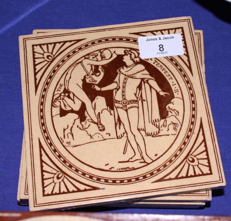 A set of seven Minton scenes from Shakespeare tiles - Image 4 of 9