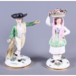 Two Rockingham porcelain figures, "Paysan Piedmontois de la Vallee d'Aost" No 57, 9" high, and "