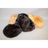 Five vintage fox and mink fur hats, in a Harrods hat box