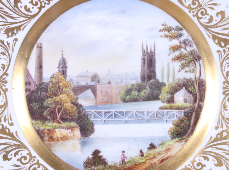 A 19th century Stevenson & Hancock Derby porcelain plate, the central panel painted by H S - Image 2 of 8