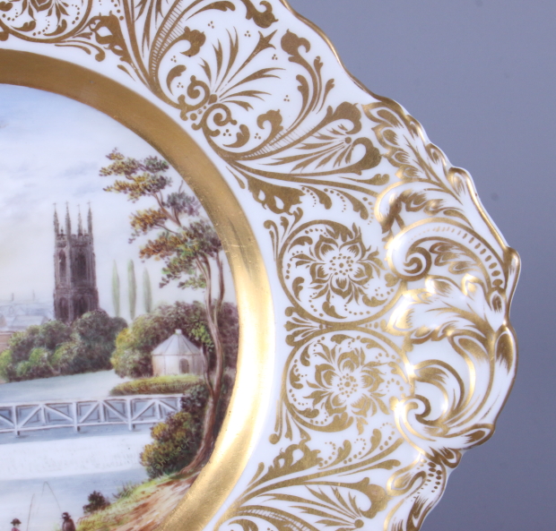 A 19th century Stevenson & Hancock Derby porcelain plate, the central panel painted by H S - Image 5 of 8