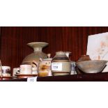 An assortment of studio pottery, various, including miniature teaset, etc