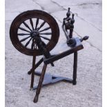 A wooden spinning wheel