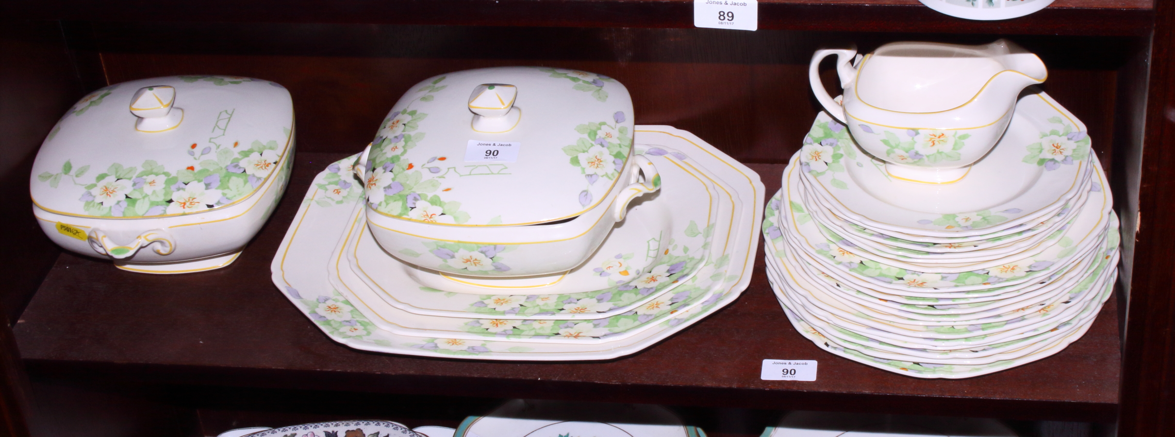 A late 19th century floral decorated part teaset and a Tams Ware "Dorothy" part dinner service