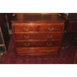 A Far Eastern hardwood chest of two short and three long drawers, fitted brass handles, 36" wide