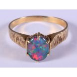A 9ct gold and opal single stone dress ring, size R