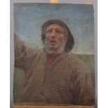 An oil on canvas, portrait of a fisherman, 12 1/4" x 15", unframed, a similar study, fisherman and