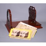 A 19th century figured mahogany graphoscope/stereo slide viewer with adjustable stand and a number