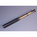 A brass "Hawk 18x" three-draw telescope, by Broadhurst Clarkson