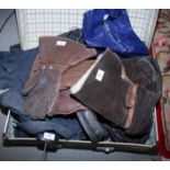 A WWII RAF blouson, a pair of RAF trousers, a dress jacket, two pairs of leather flying gloves, a