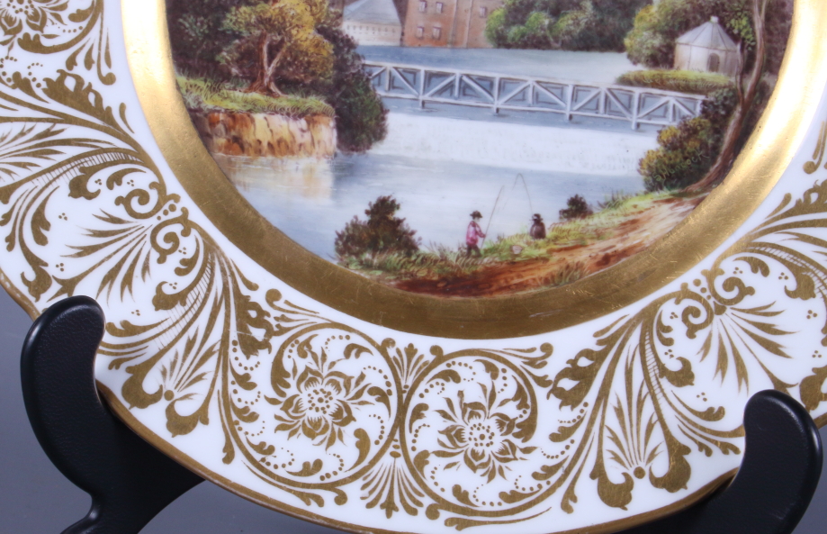 A 19th century Stevenson & Hancock Derby porcelain plate, the central panel painted by H S - Image 6 of 8