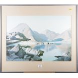 A print, lake and mountains, 18" x 25"