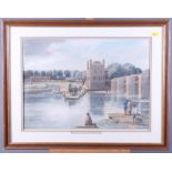 After Havell: a 19th century aquatint "Datchet Ferry near Windsor", in gilt decorated frame, a