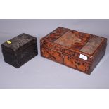 An early 19th century Anglo-Indian inlaid walnut and tortoiseshell writing box, opening to reveal