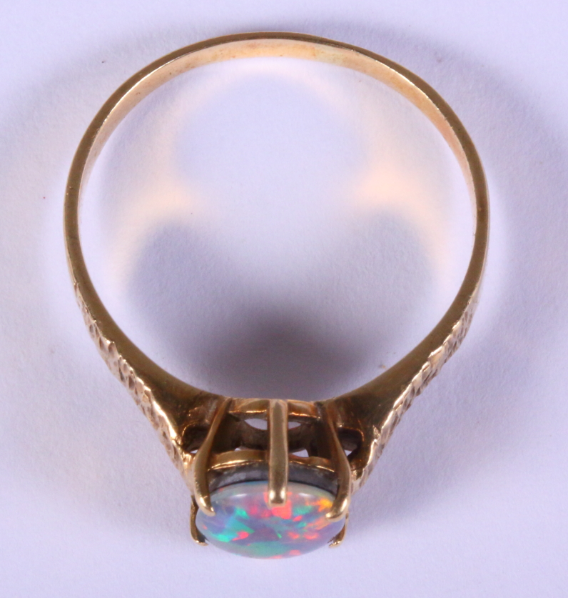 A 9ct gold and opal single stone dress ring, size R - Image 2 of 2