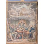 Gill Ray: a hand-coloured engraving, "Delicious dreams - castles in the air - glorious prospects",