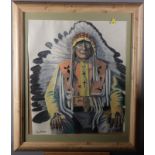 John Hawthornthwaite: a pair of pastels, head and shoulders portraits of native North Americans, 21"