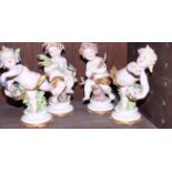 A set of four Capodimonte figures of cherubs representing "The Seasons", 6" high