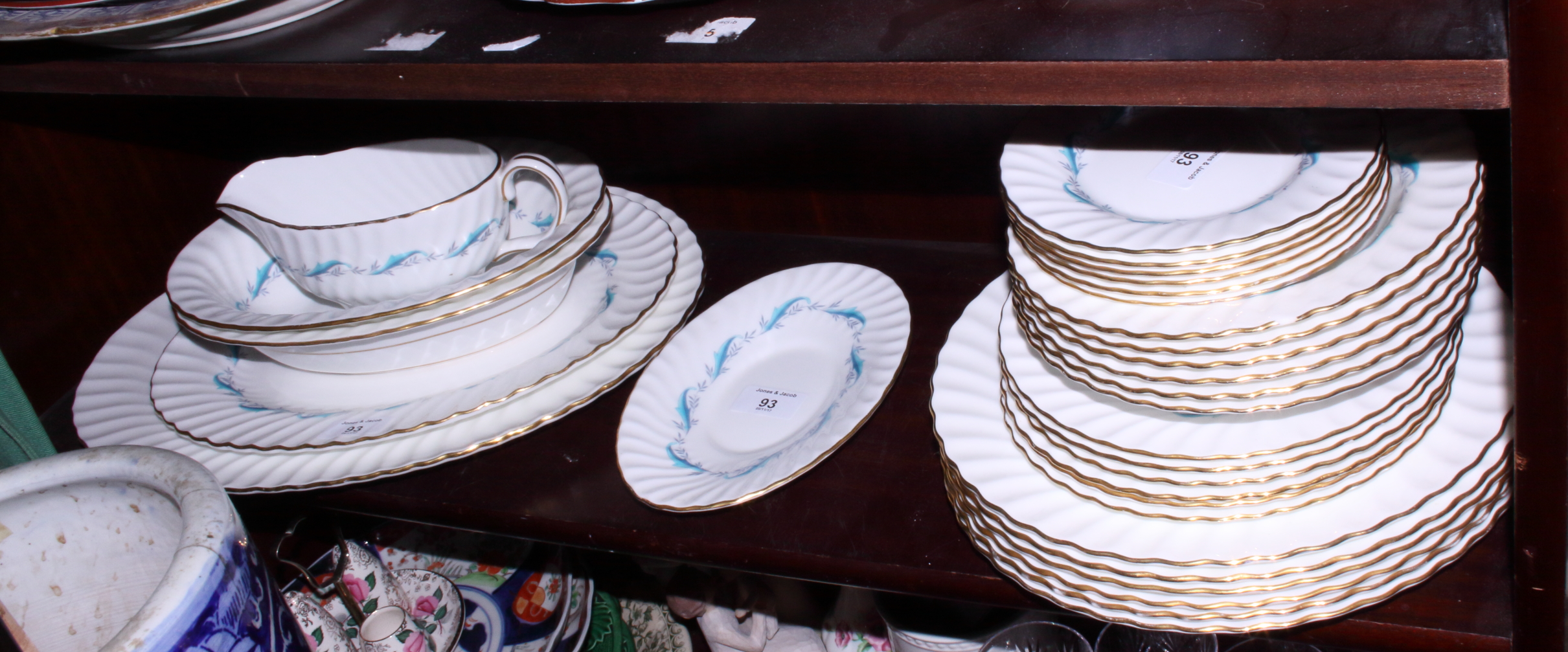 A Minton "Downing" pattern part dinner service for six settings, thirty pieces approx