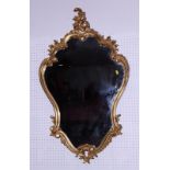 A wall mirror, in Rococo scroll decorated gilt frame, 40" x 24"