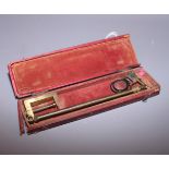 A brass camera lucida, in fitted case