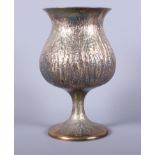 A contemporary silver thistle shaped goblet, Christopher Nigel Lawrence 1974, with textured bark