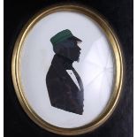 An early 19th century Continental portrait silhouette, "Herr Daub", 2 1/2" x 2 1/8", in ebonised