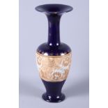 A Royal Doulton Slaters lacework stoneware baluster vase with inverted flared neck, drilled as a