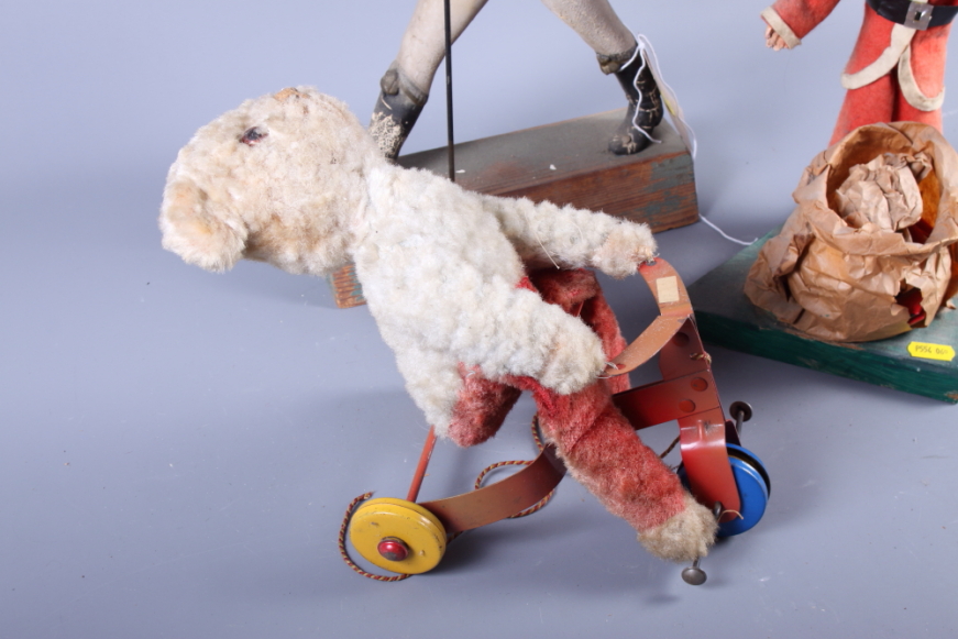 A pull-along teddy on a tricycle, a figure of Santa Claus and a figure of Johnny Walker (some - Image 4 of 4