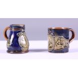 A miniature Royal Doulton stoneware jug, applied with a plaque of the profile of Lord Nelson,