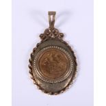 A gold half sovereign dated 1914, in 9ct gold pendant mount, 8.2g gross