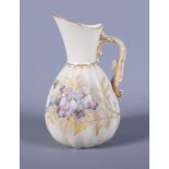 A mid Victorian Royal Worcester blush ivory porcelain jug, shape number 1436, with gilt
