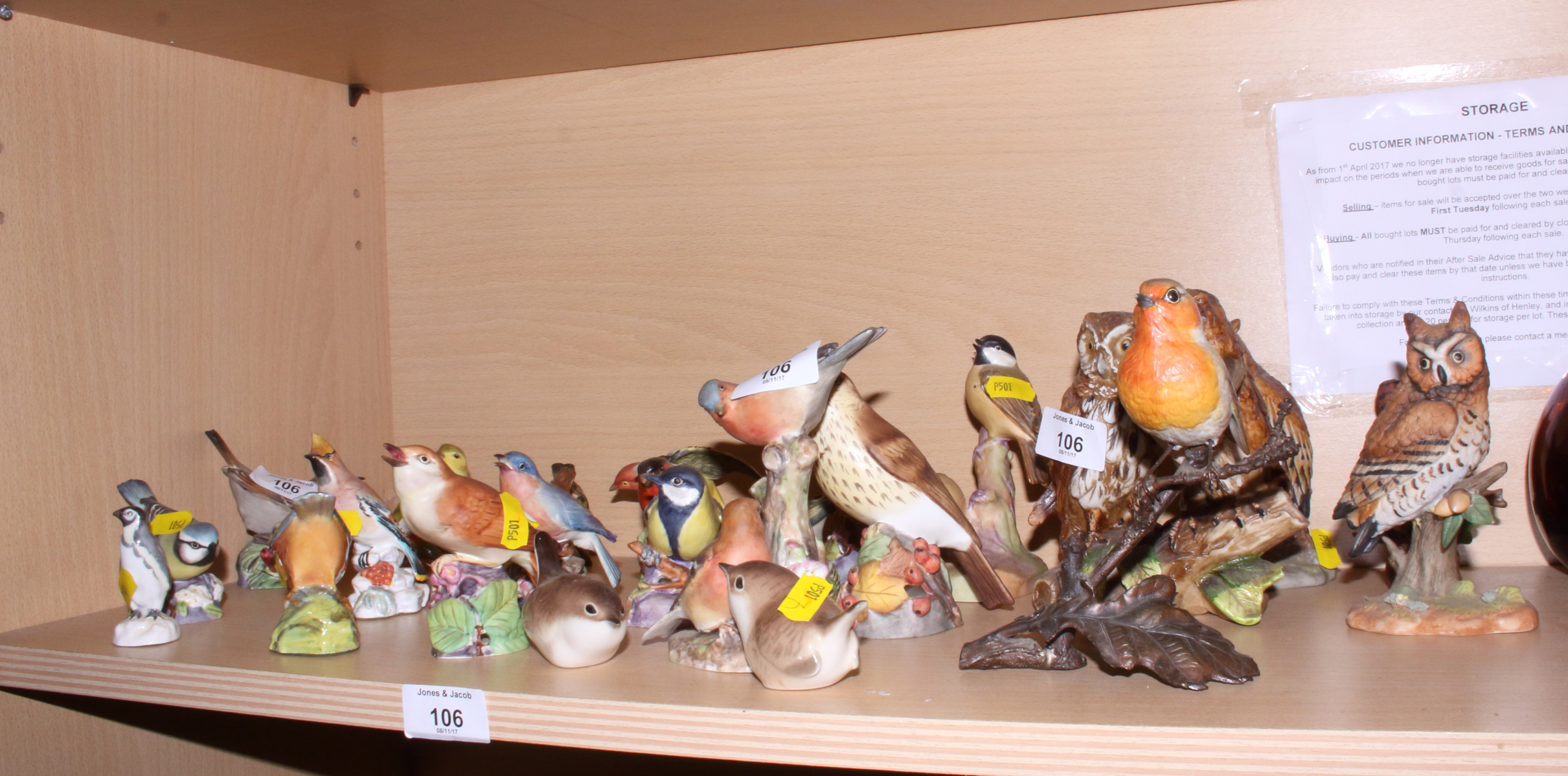 A collection of Royal Worcester bone china garden bird ornaments, various, a Crown Staffordshire