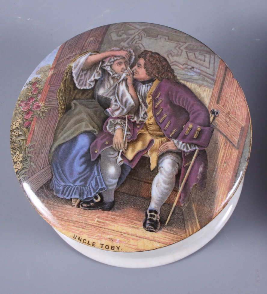 Five 19th century Prattware pot lids including Shakespeare's House, Stratford upon Avon, Little - Image 2 of 9