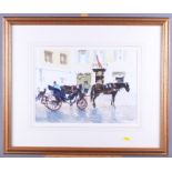 John Yardley: watercolours, "Taking a Nap", 10 1/2" x 16", in wash line mount and gilt frame