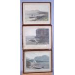 William Daniell: five 19th century coloured aquatints, coastal scenes, four in strip frames
