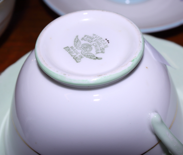 A collection of various English porcelain coffee cans and saucers, including Royal Worcester "Blue - Image 8 of 8