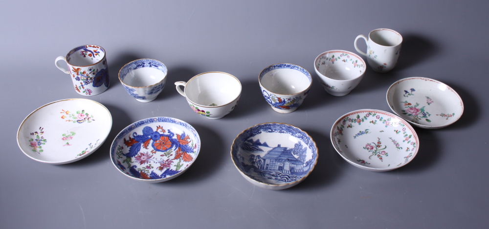 A New Hall pattern 272 tea bowl and saucer a Derby cup and saucer decorated with sprigs of