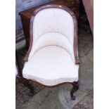 A French 19th century mahogany showframe side chair, on cabriole supports