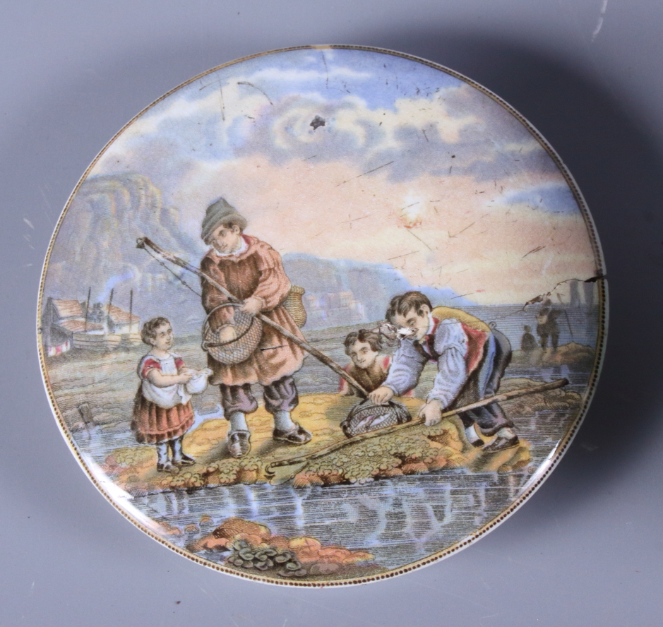 Five 19th century Prattware pot lids including Shakespeare's House, Stratford upon Avon, Little - Image 4 of 9