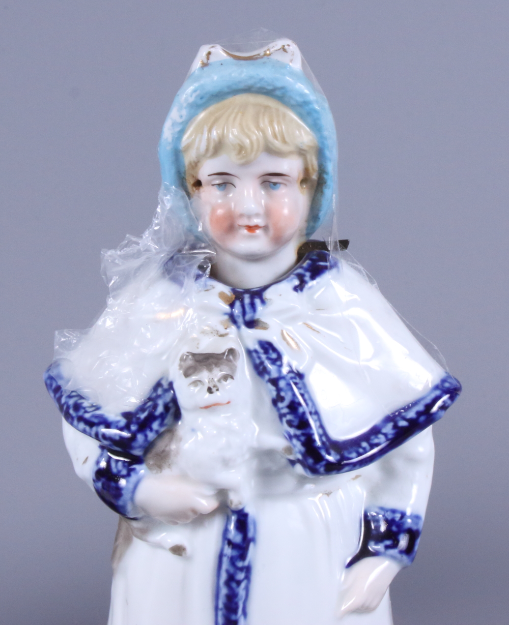 A pair of early 20th century German porcelain nodding dolls, 6 1/2" high - Image 2 of 4