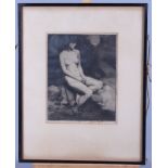 An early 20th century dry point etching of a seated nude, in strip frame, and Edward Blampied: a dry