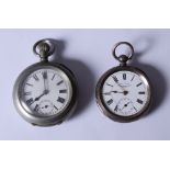 An engraved silver cased pocket watch and one other pocket watch