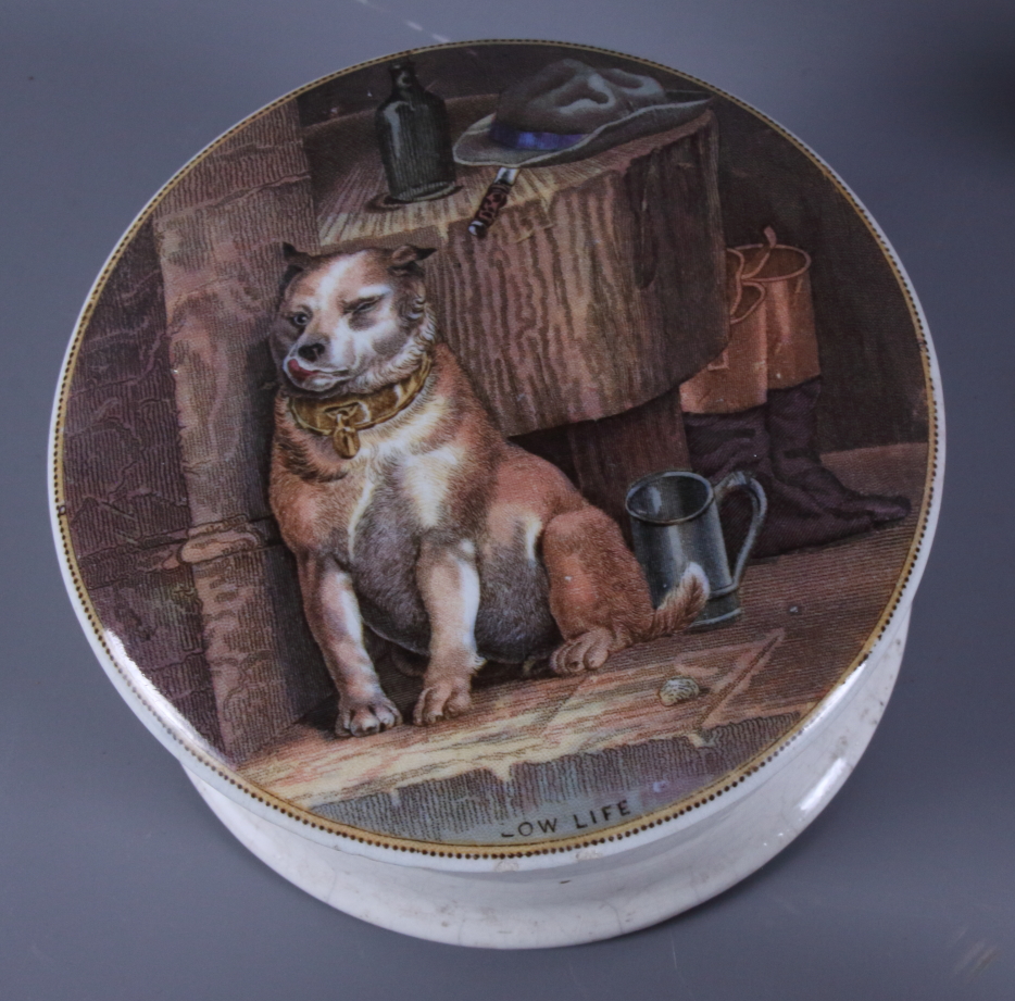 Four 19th century Prattware pot lids including The Times, Low Life, The Village Wedding, Teniers - Image 2 of 11