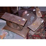 A pair of early 20th century wooden African stools, one larger similar and other items