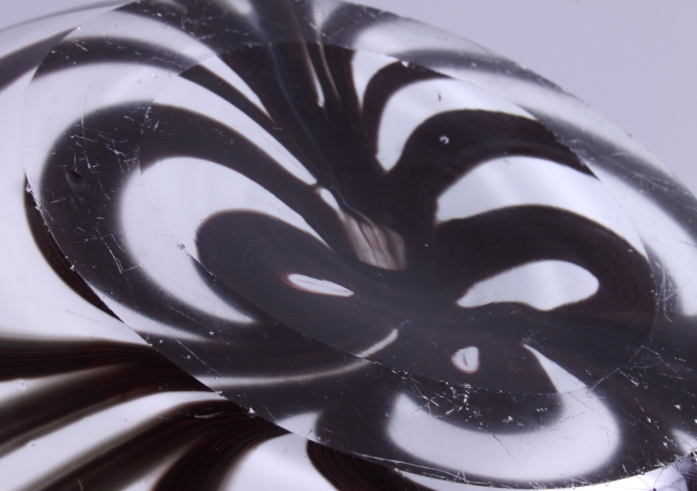 An Italian? mid 20th century black and white studio glass baluster vase, 12" high - Image 3 of 3