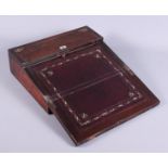A lady's mid Victorian rosewood and mother-of-pearl inlaid writing slope, opening to reveal pen
