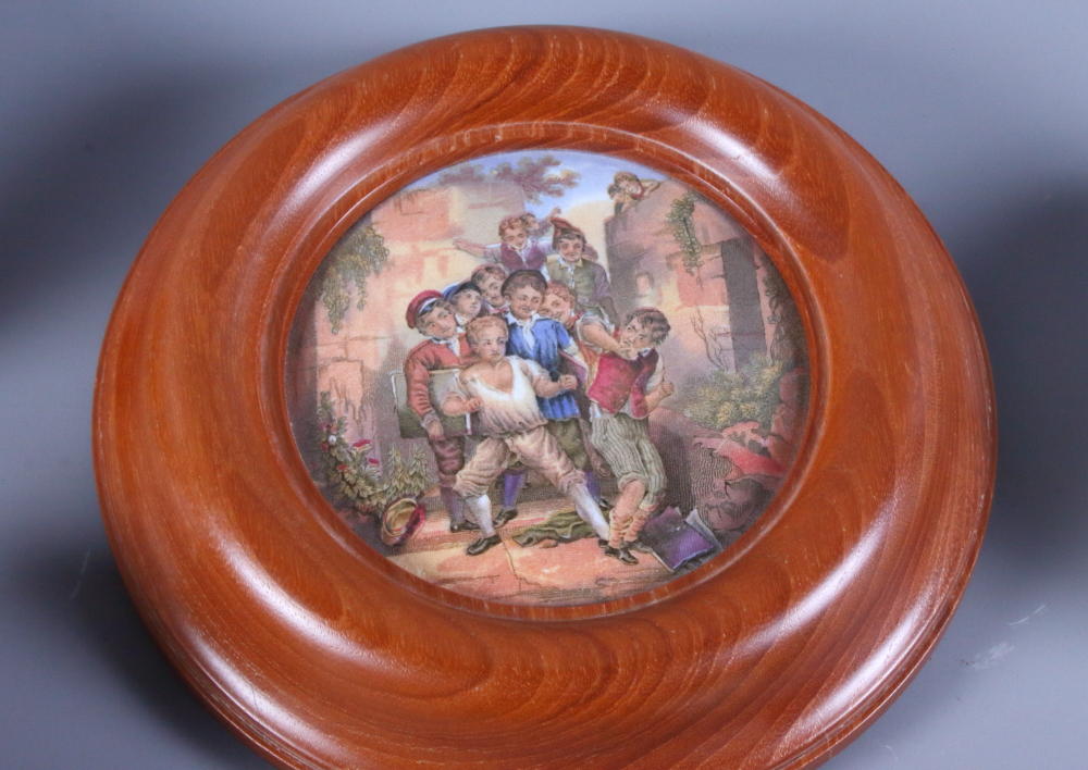 Five 19th century Prattware pot lids including The Wolf and the Lamb, On Guard and three others - Image 6 of 6