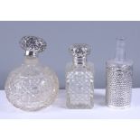 A late Victorian scent bottle with silver snake skin covering, Arthur Willmore Pennington Birmingham