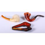 An early 20th century Vinches of Brussels pipe, in the form of a woodcock, a Turkish Meerschaum pipe
